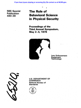 The Role of Behavioral Science in Physical Security," Held in May 1978