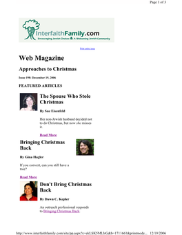 Web Magazine Approaches to Christmas