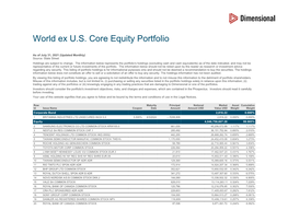 World Ex U.S. Core Equity Portfolio