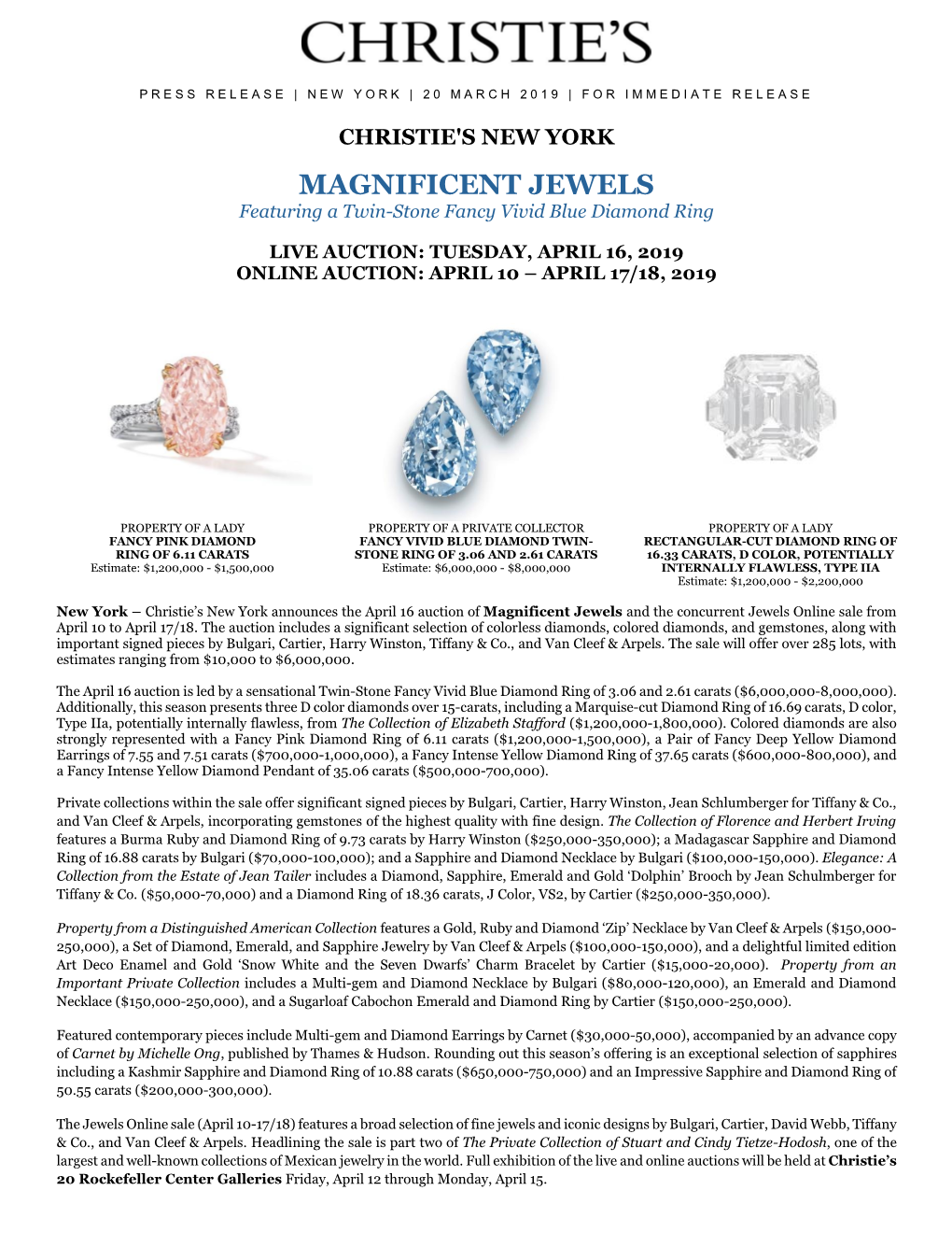 MAGNIFICENT JEWELS Featuring a Twin-Stone Fancy Vivid Blue Diamond Ring