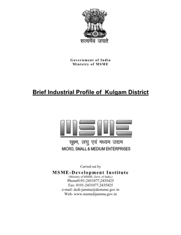 Brief Industrial Profile of Kulgam District