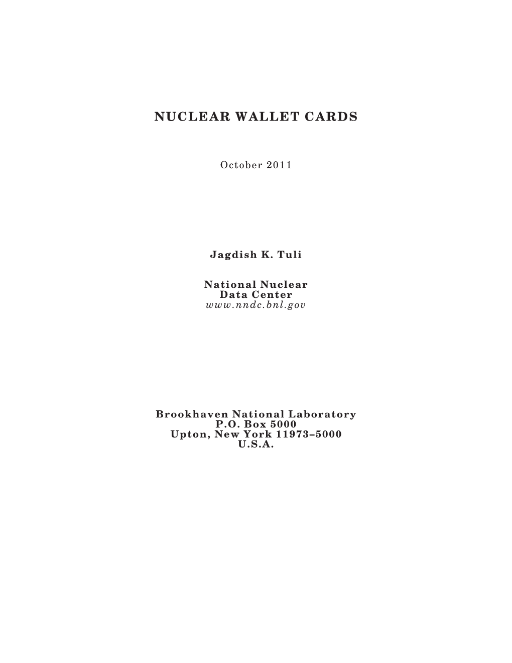 Nuclear Wallet Cards