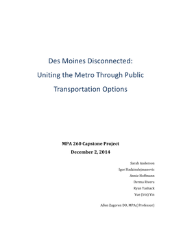 Des Moines Disconnected: Uniting the Metro Through Public