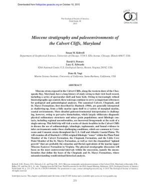 Miocene Stratigraphy and Paleoenvironments of the Calvert Cliffs, Maryland