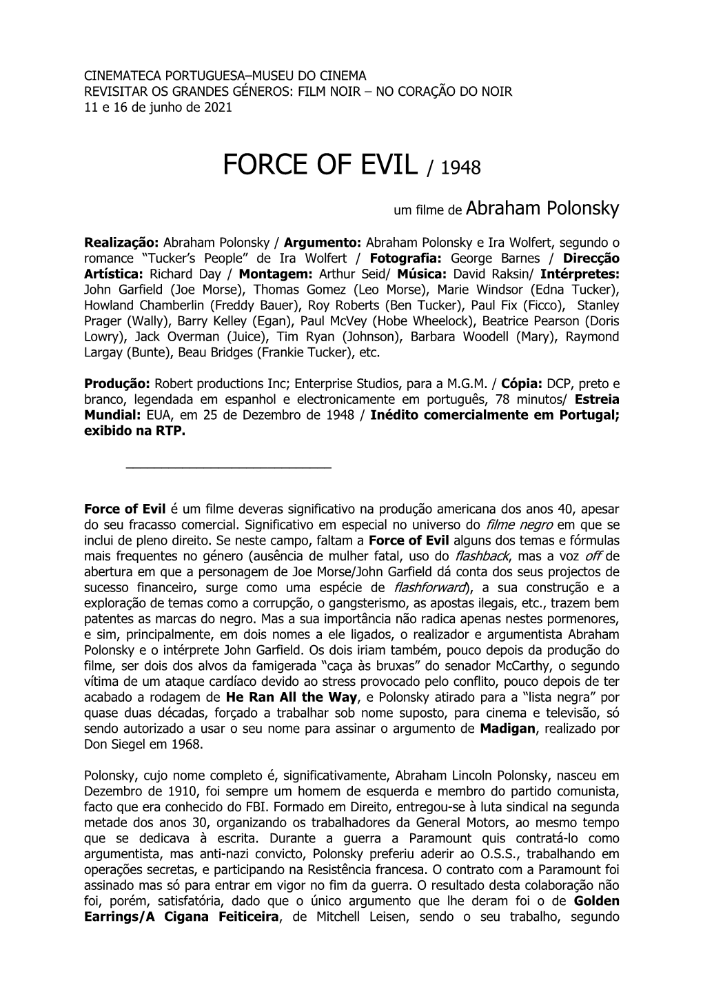 Force of Evil / 1948