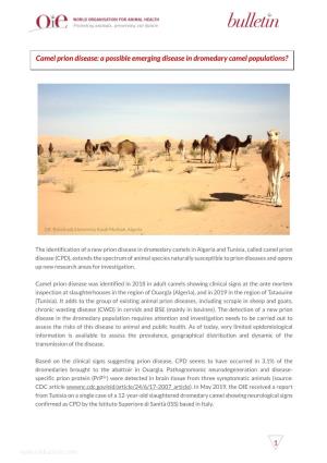 Camel Prion Disease: a Possible Emerging Disease in Dromedary Camel Populations?