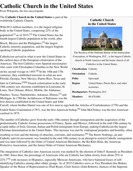 Catholic Church in the United States from Wikipedia, the Free Encyclopedia