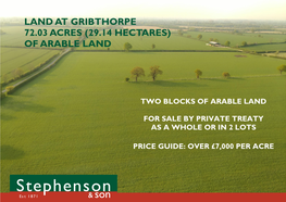 Land at Gribthorpe 72.03 Acres (29.14 Hectares) of Arable Land