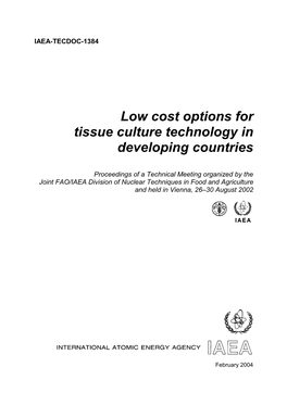 Low Cost Options for Tissue Culture Technology in Developing Countries