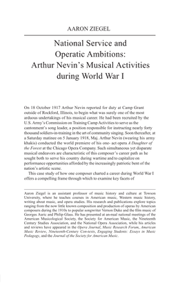 National Service and Operatic Ambitions: Arthur Nevin's Musical