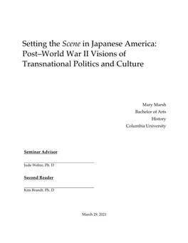 Setting the Scene in Japanese America: Post–World War II Visions of Transnational Politics and Culture