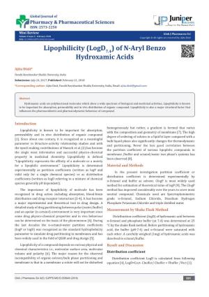Lipophilicity (Logd7.4) of N-Aryl Benzo Hydroxamic Acids