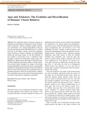Apes and Tricksters: the Evolution and Diversification of Humans’ Closest Relatives
