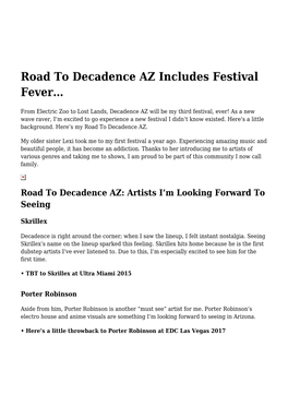 Road to Decadence AZ: a New Found Love for Raving