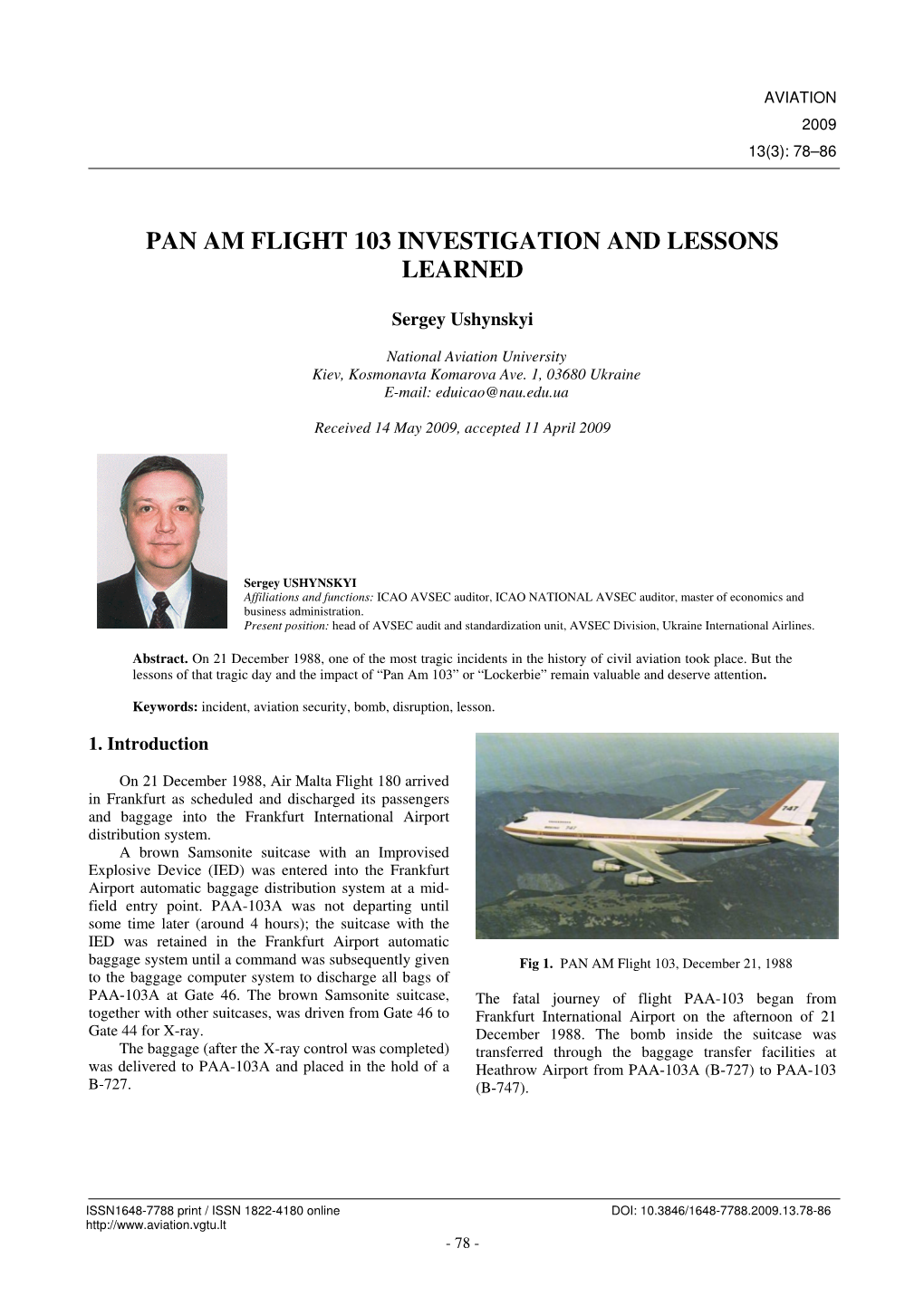 Pan Am Flight 103 Investigation and Lessons Learned