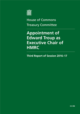 Appointment of Edward Troup As Executive Chair of HMRC