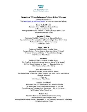 Woodrow Wilson Fellows-Pulitzer Prize Winners