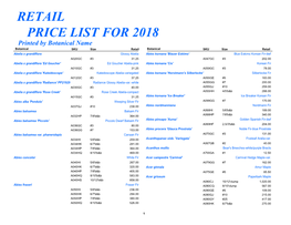 Retail Price List for 2018