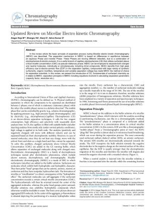 Updated Review on Micellar Electro Kinetic Chromatography