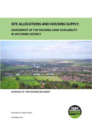 Site Allocations and Housing Supply: Assessment of the Housing Land Availability in Wycombe District