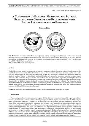 A Comparison of Ethanol, Methanol and Butanol Blending with Gasoline and Relationship with Engine Performances and Emissions