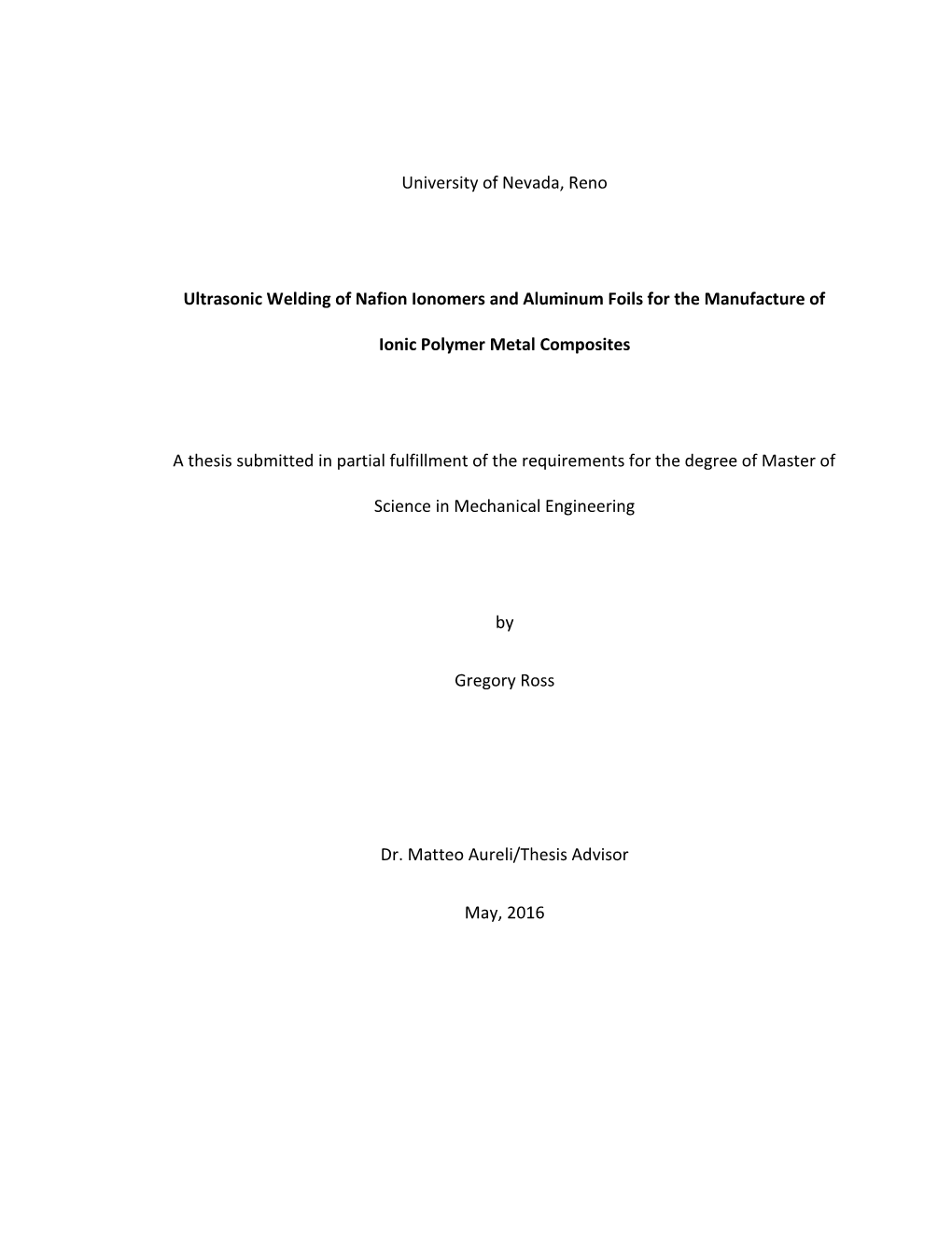 Ultrasonic Welding of Nafion Ionomers and Aluminum Foils for the Manufacture Of