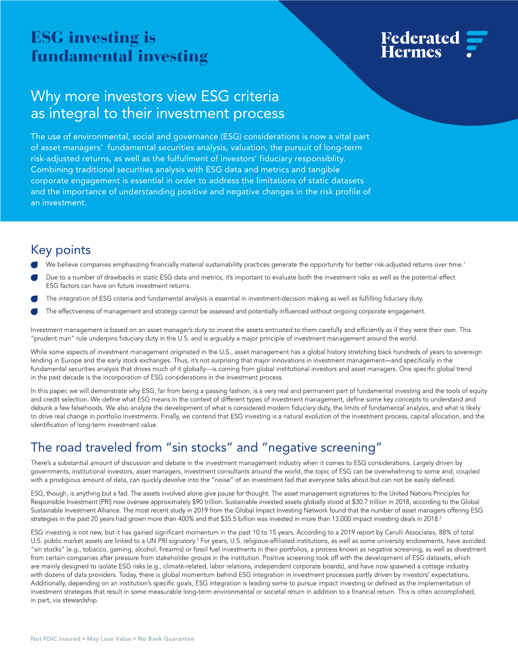 E S G Investing Is Fundamental Investing