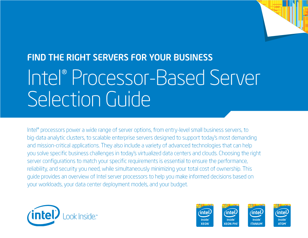 Intel Processor-Based Server Selection Guide