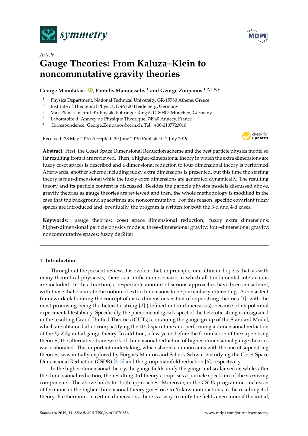 Gauge Theories: from Kaluza–Klein to Noncommutative Gravity Theories