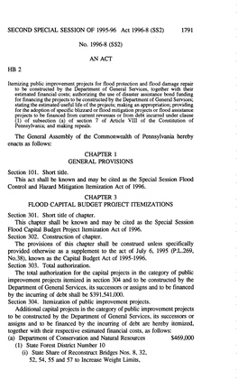 SECOND SPECIAL SESSION of 1995-96 Act 1996-8 (S52) 1791 No. 1996-8 (SS2) an ACT HB2 Enacts As Follows: Section 101. Short Title