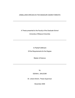 Armillaria Species in the Missouri Ozark Forests