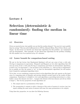 (Deterministic & Randomized): Finding the Median in Linear Time