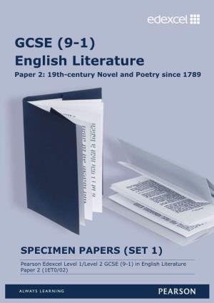 GCSE (9-1) English Literature Paper 2: 19Th-Century Novel and Poetry Since 1789
