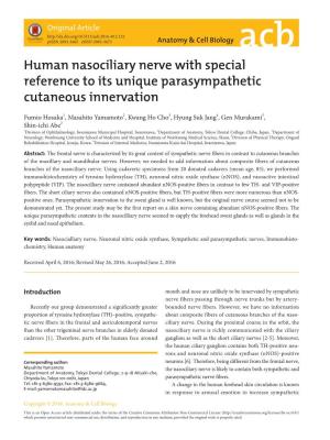 Human Nasociliary Nerve with Special Reference to Its Unique Parasympathetic Cutaneous Innervation