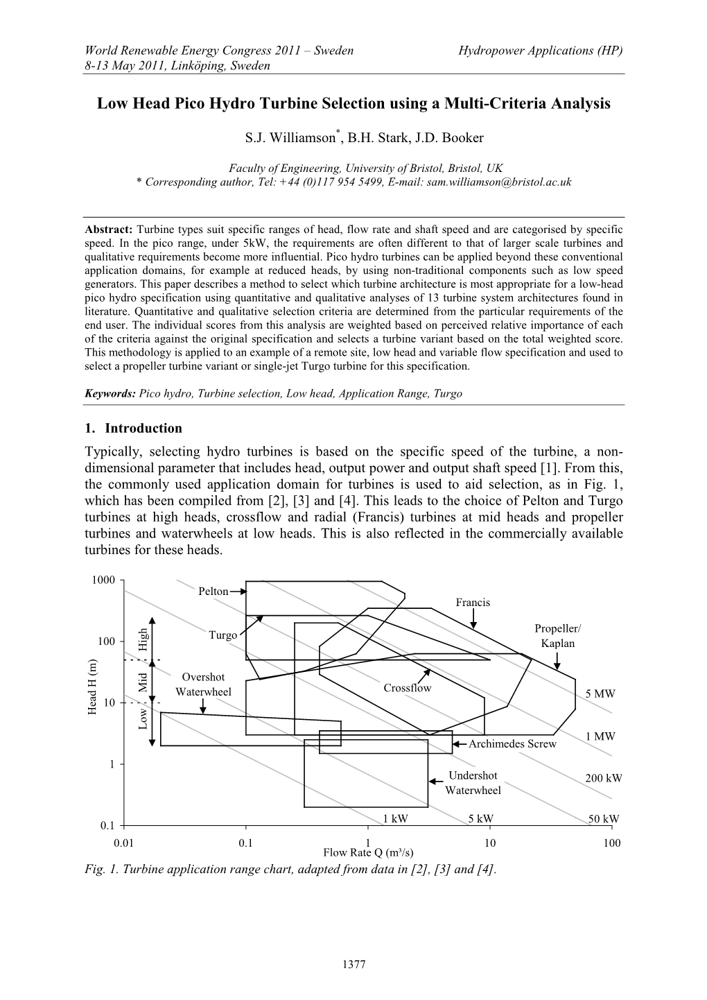 Low Head Pico Hydro Turbine Selection Using a Multi-Criteria Analysis