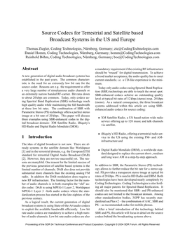 Source Codecs for Terrestrial and Satellite Based Audio Broadcast