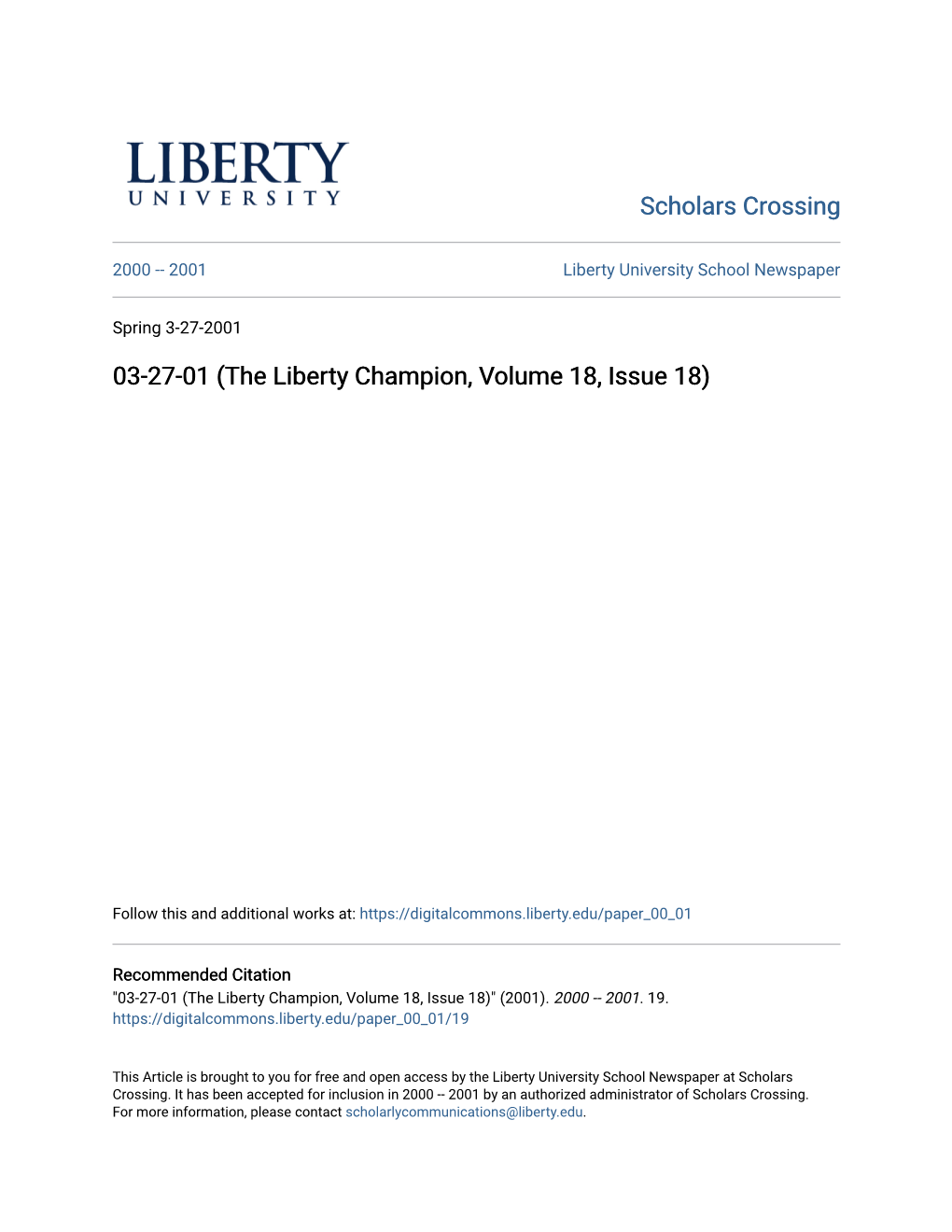 The Liberty Champion, Volume 18, Issue 18)