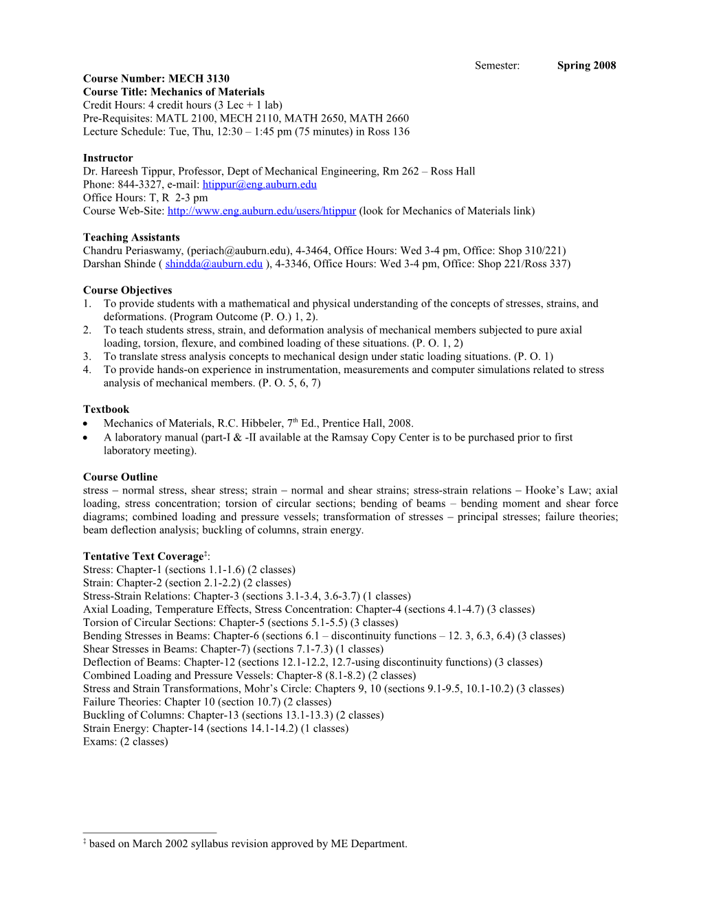 MECH 3130: Mechanics of Materials