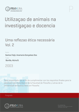 Utilizaçao De Animais Na Investigaçao E Docencia