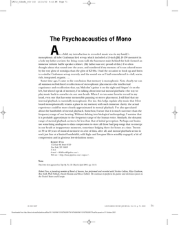 The Psychoacoustics of Mono