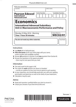 Unit 2 Edexcel Economics A-Level