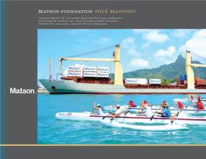 Matson Foundation 2015 Manifest