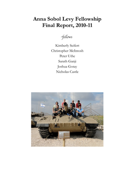 Anna Sobol Levy Fellowship Final Report, 2010-11