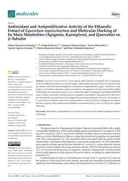 Antioxidant and Antiproliferative Activity of the Ethanolic