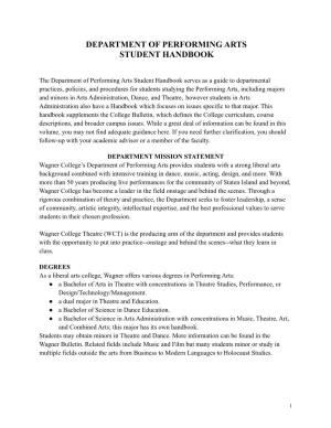 Department of Performing Arts Student Handbook