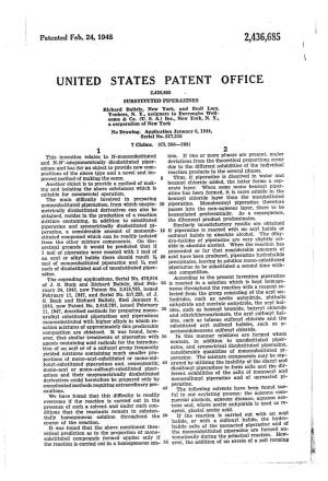 UNITED STATES PATENT OFFICE 2,436,685 SUBSTITUTED PPERAZINES Richard Baltzly, New York, and Emil Lorz, Yonkers, N