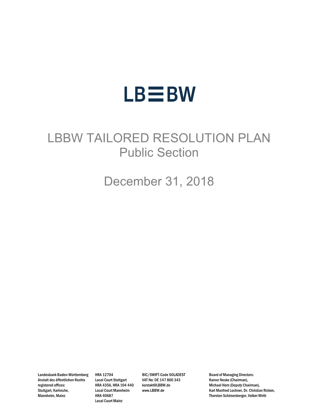 LBBW Resolution Plan