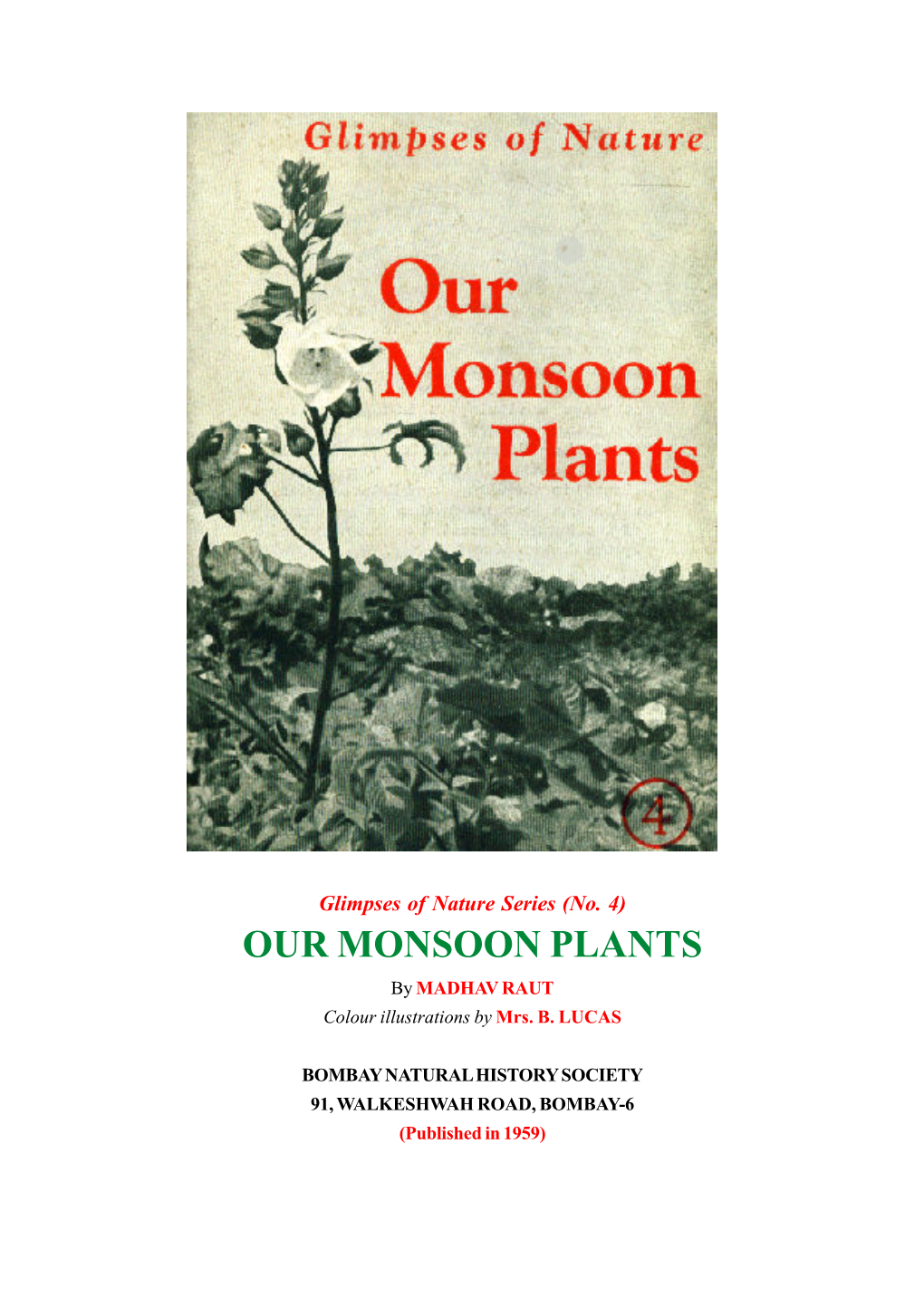 OUR MONSOON PLANTS by MADHAV RAUT Colour Illustrations by Mrs