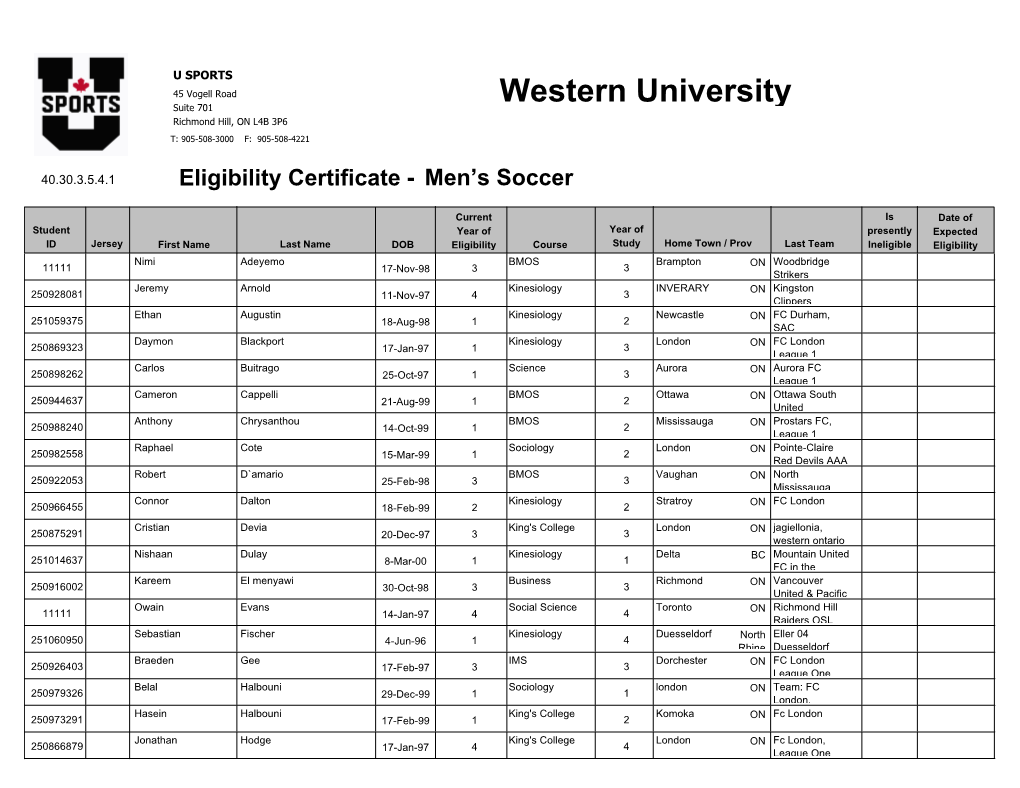 Western University Suite 701 Richmond Hill, on L4B 3P6 T: 905-508-3000 F: 905-508-4221