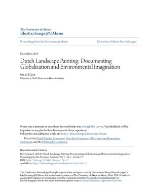 Dutch Landscape Painting: Documenting Globalization and Environmental Imagination Irene J
